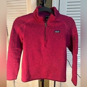 Girls Patagonia 3/4 zip sweater, side zipper, pink, size L